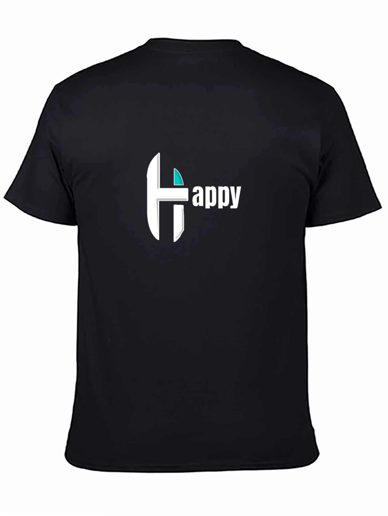 Happy Graphic Print Black Tee