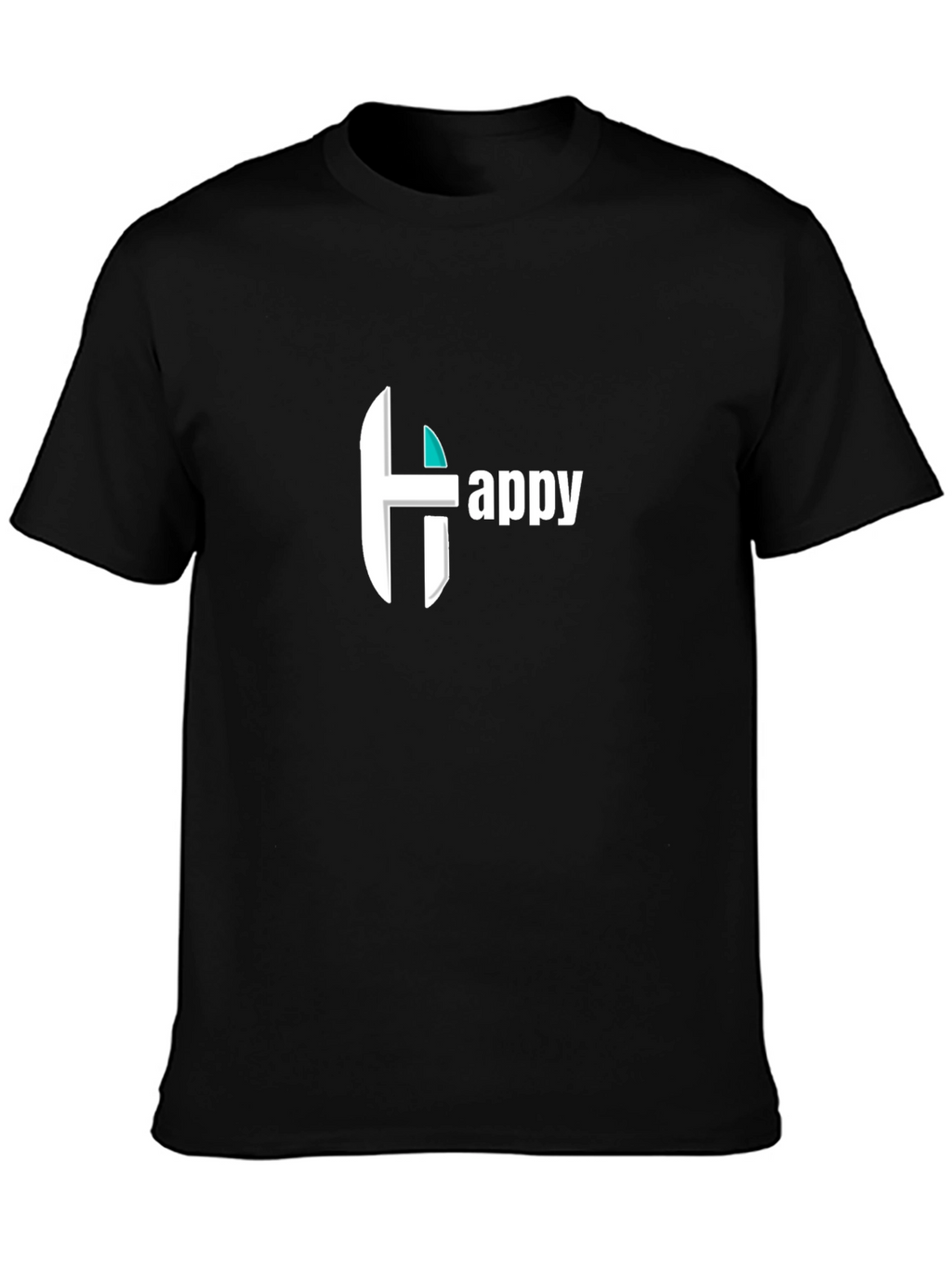 Happy Graphic Print Black Tee