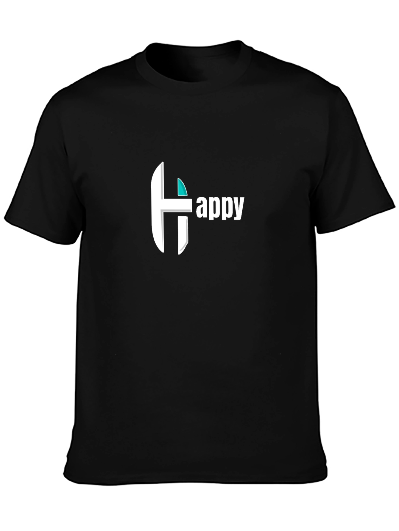 Happy Graphic Print Black Tee