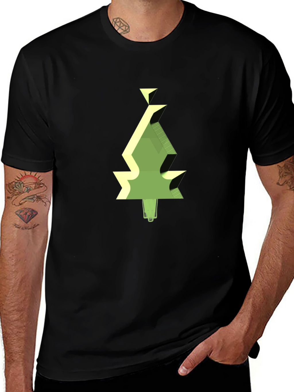 Geometric Tree Graphic Tee - Modern Style