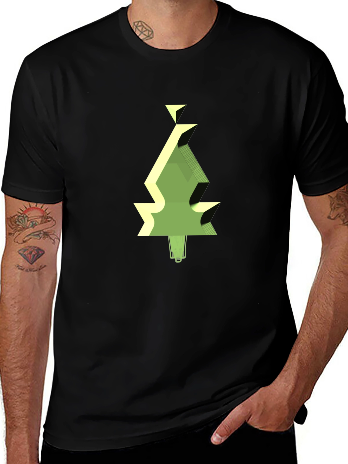 Geometric Tree Graphic Tee - Modern Style