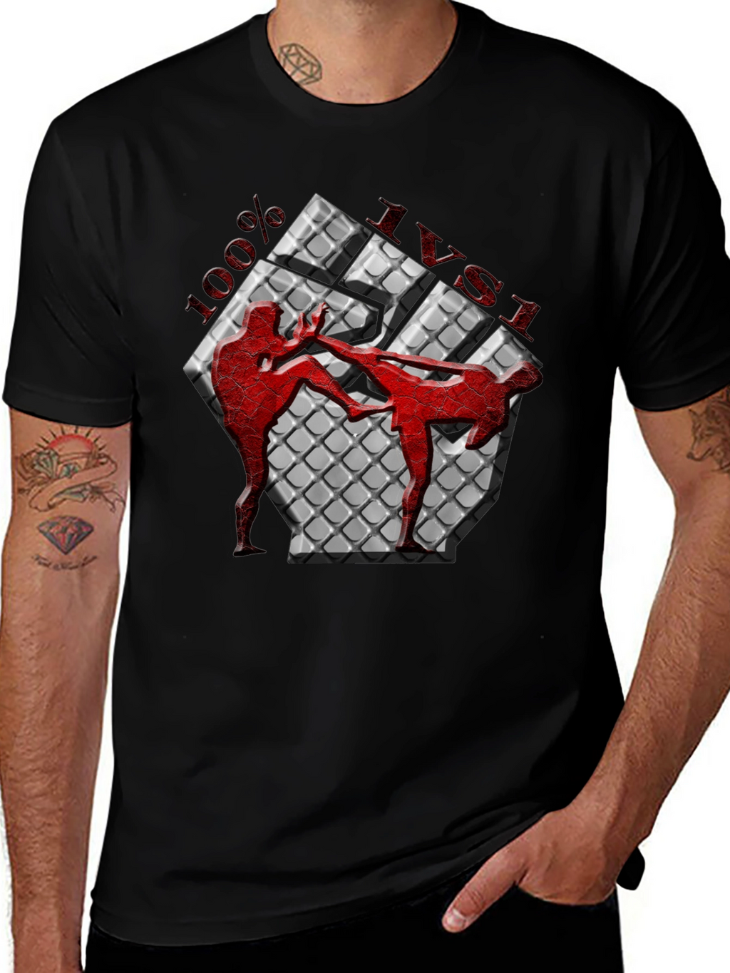 100% Muay Thai Kickboxing Graphic T-Shirt