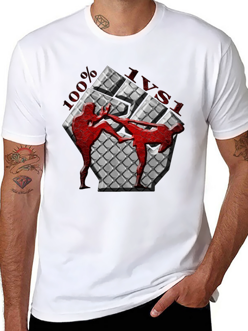 100% Muay Thai Kickboxing Graphic T-Shirt