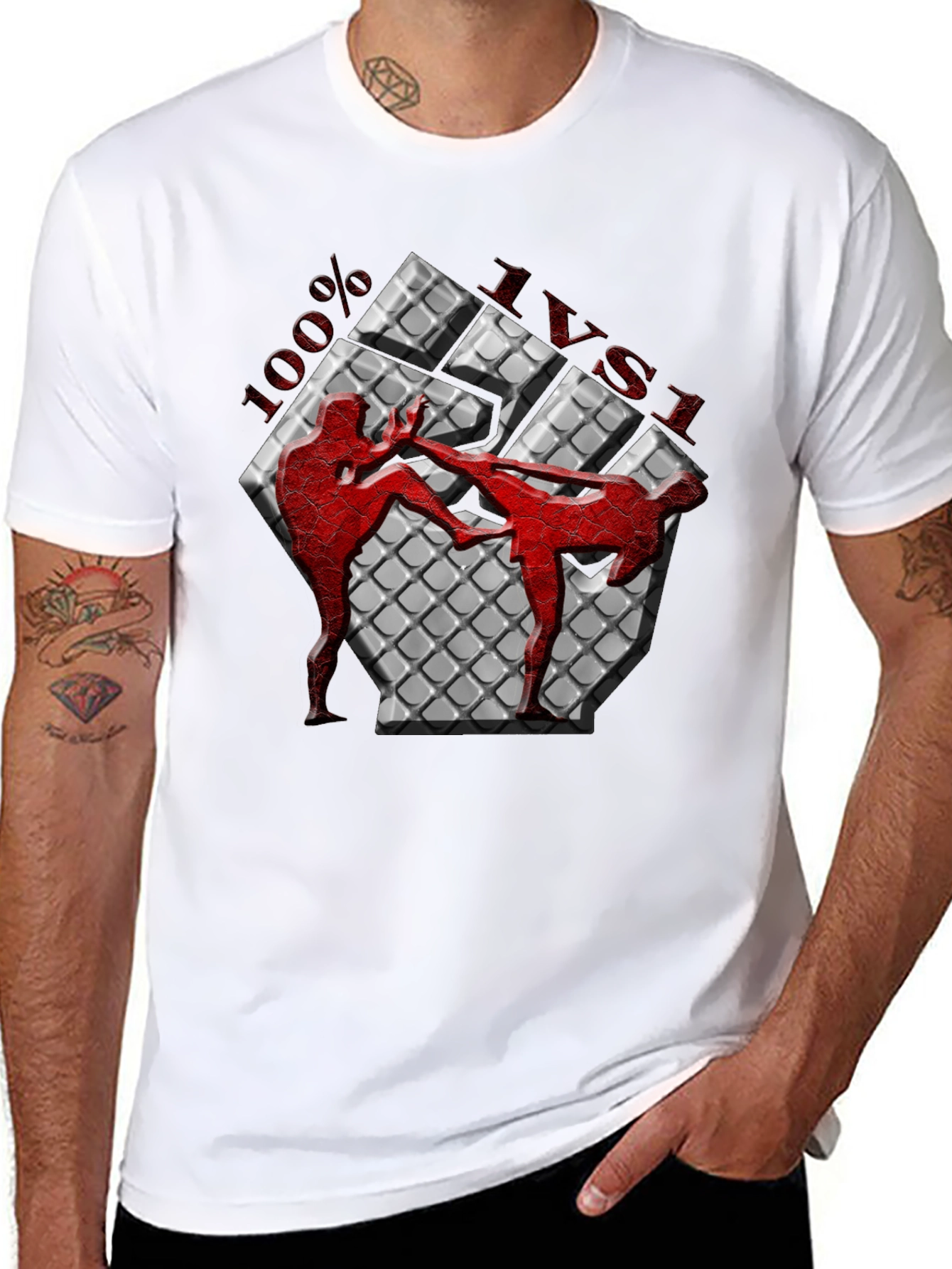 100% Muay Thai Kickboxing Graphic T-Shirt