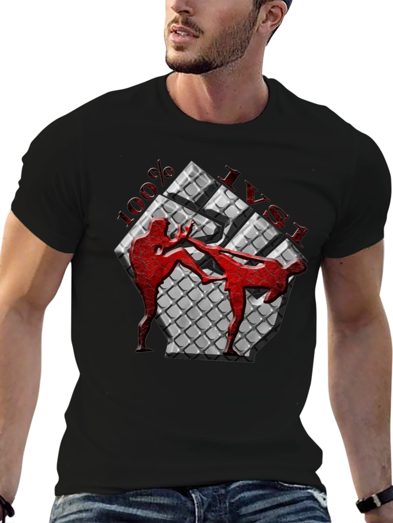 100% Muay Thai Kickboxing Graphic T-Shirt