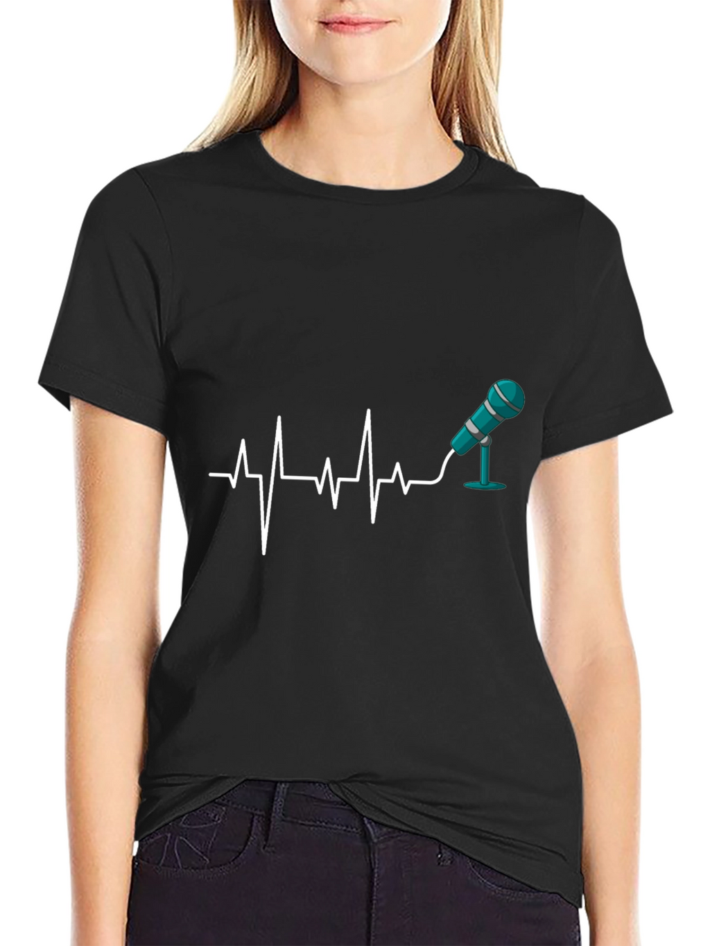 Heartbeat Microphone Black T-Shirt