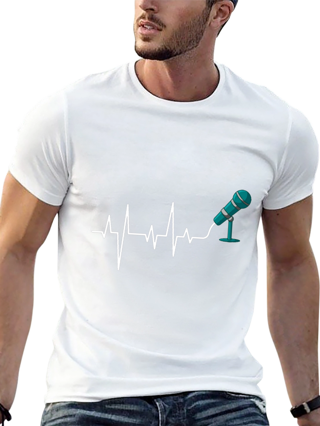 Heartbeat Microphone Black T-Shirt