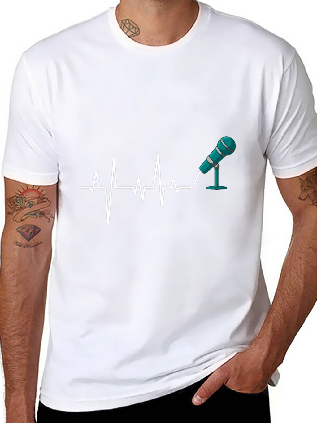 Heartbeat Microphone Black T-Shirt