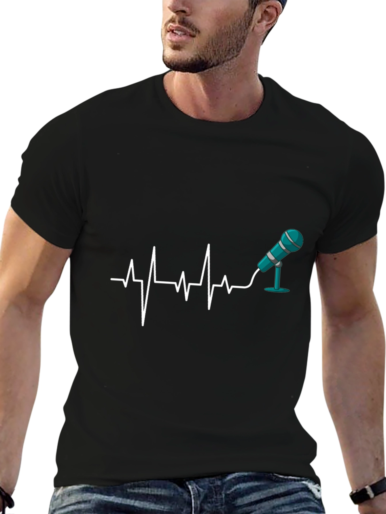 Heartbeat Microphone Black T-Shirt