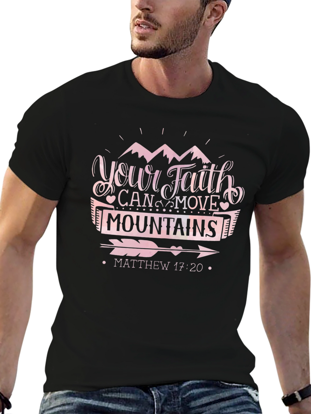 Faith Can Move Mountains Black T-Shirt