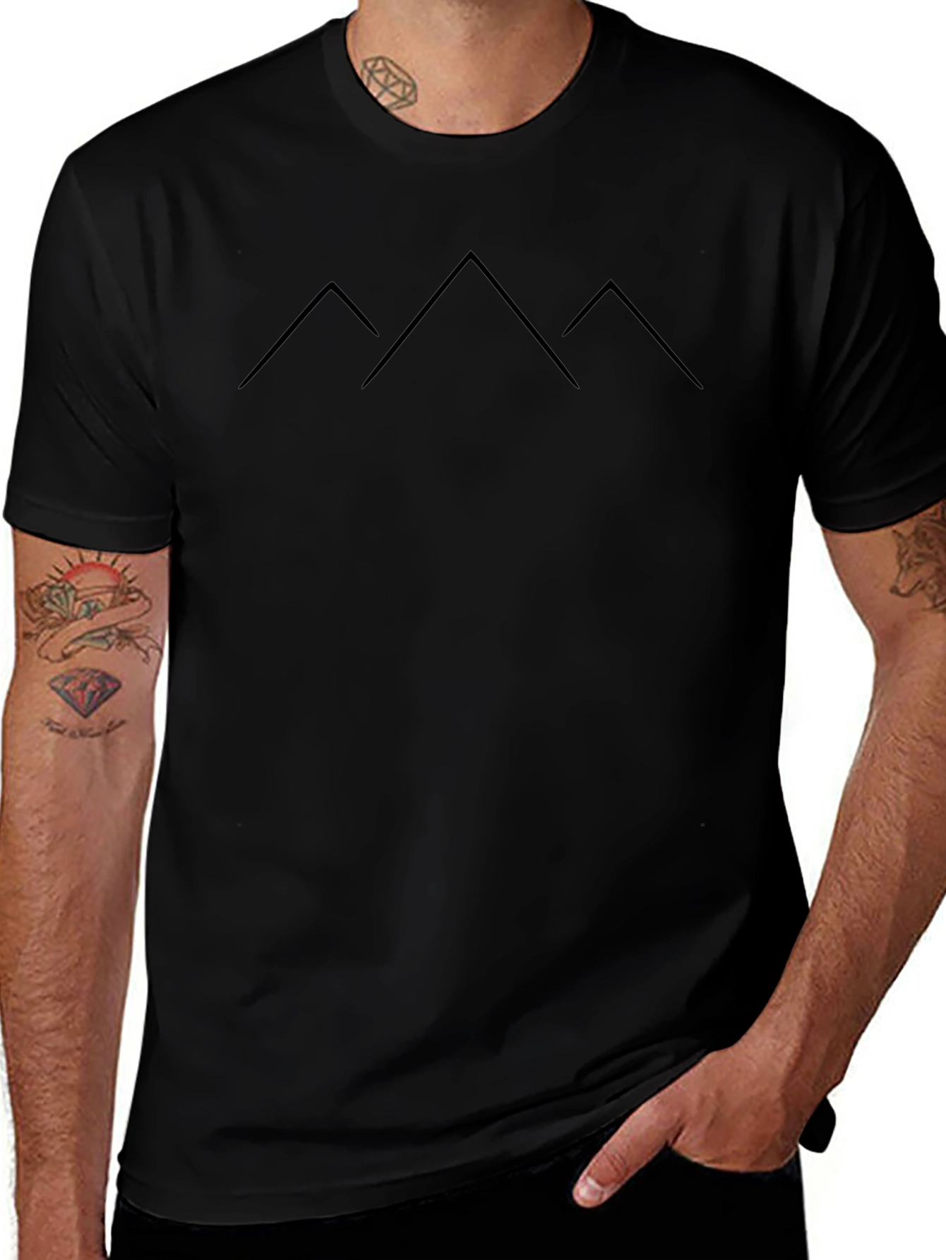 Minimalist Mountain Peak T-Shirt - Black