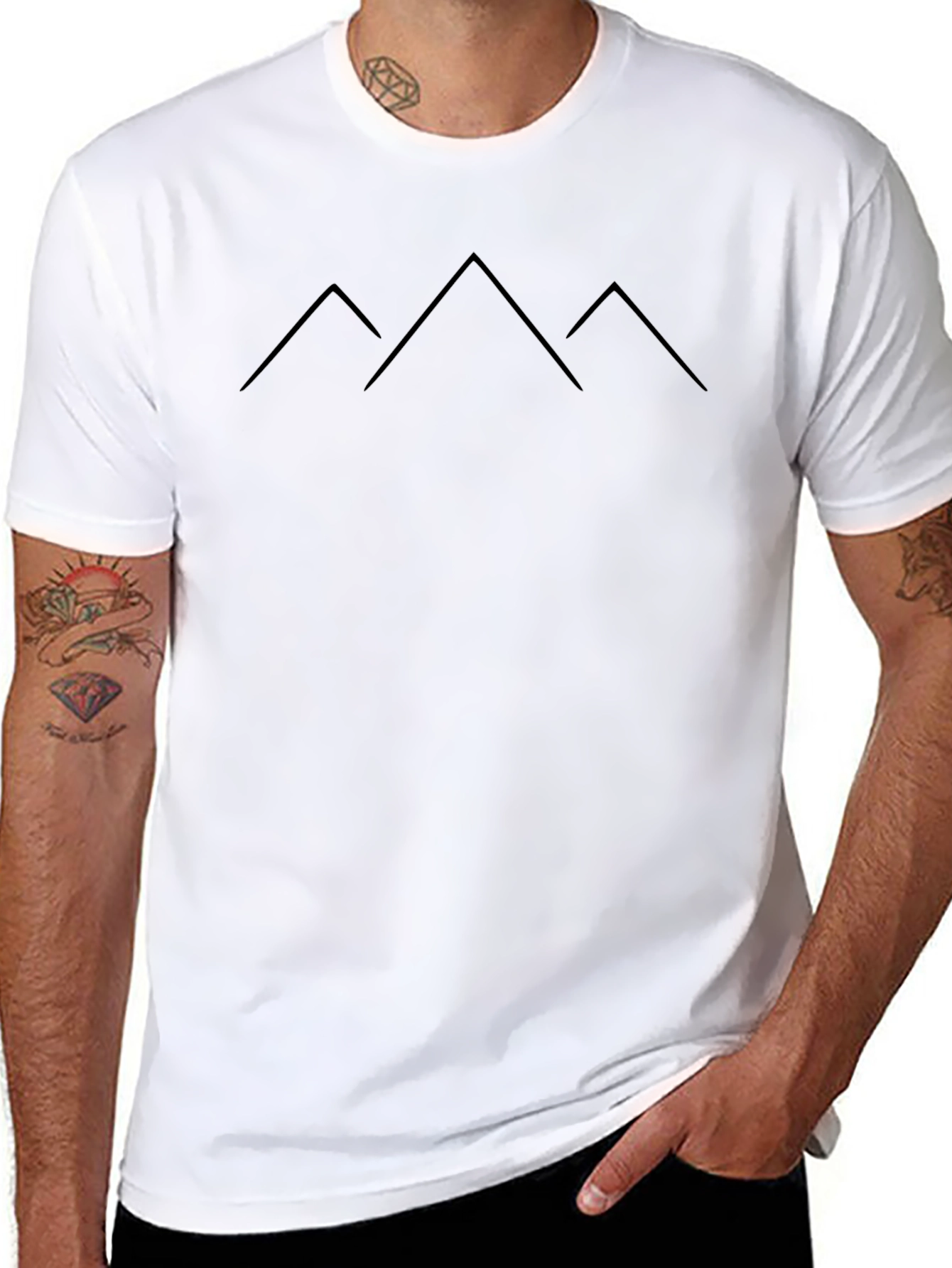Minimalist Mountain Peak T-Shirt - Black