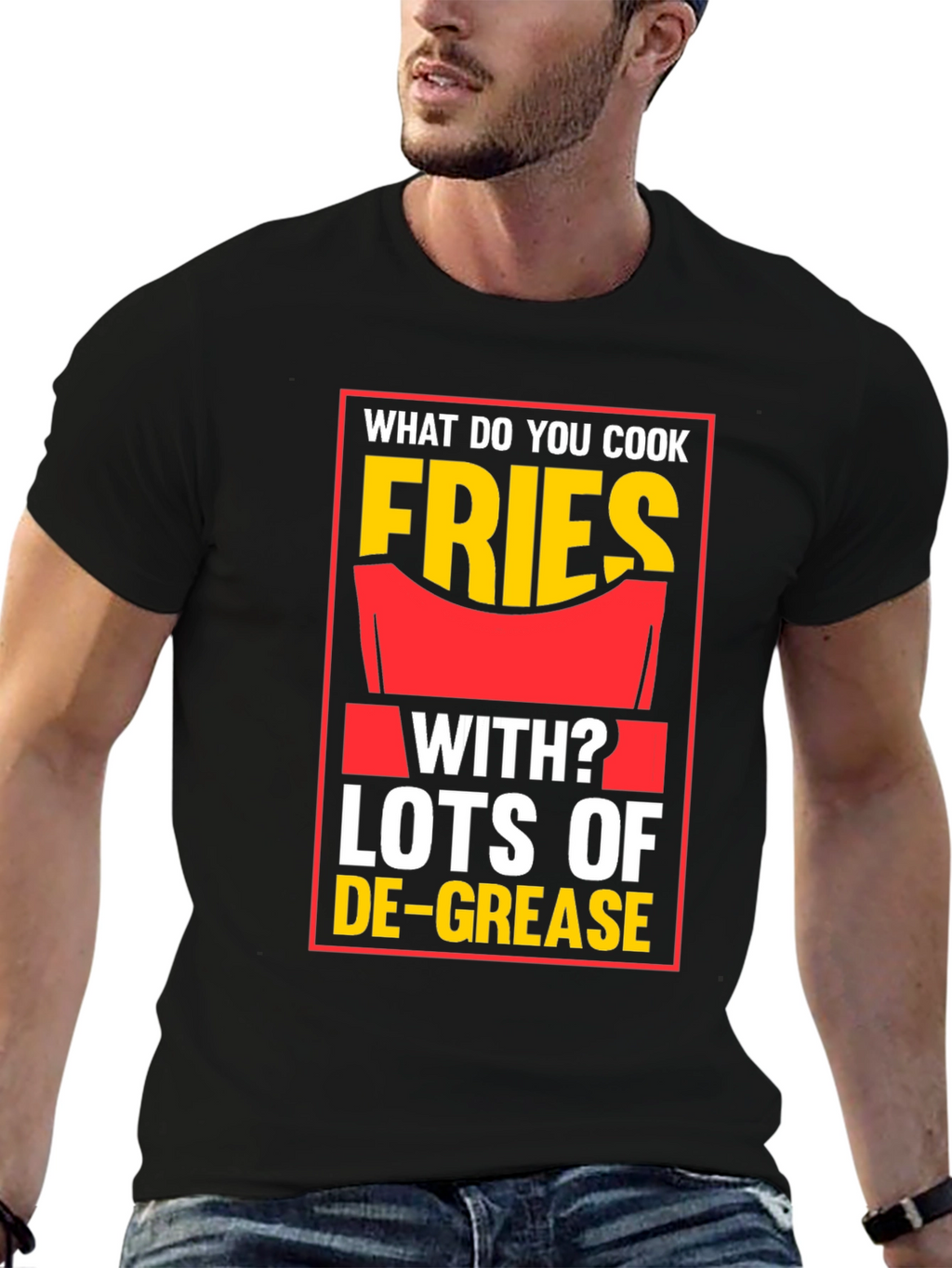 Fries With Lots of De-Grease Black T-Shirt