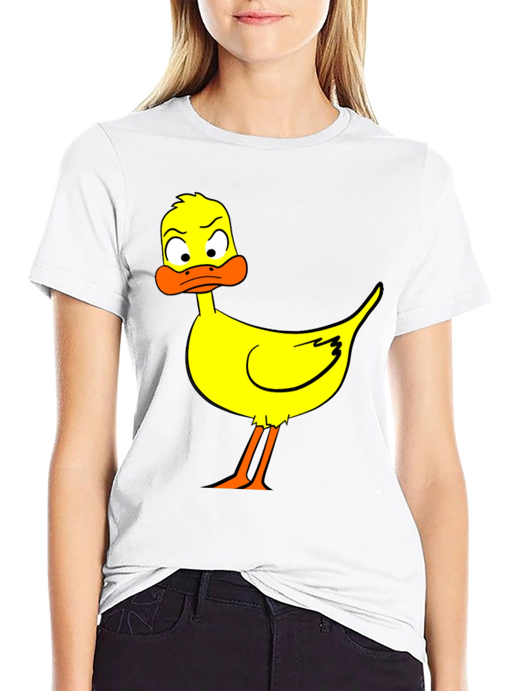 Cartoon Duck Graphic Black T-Shirt