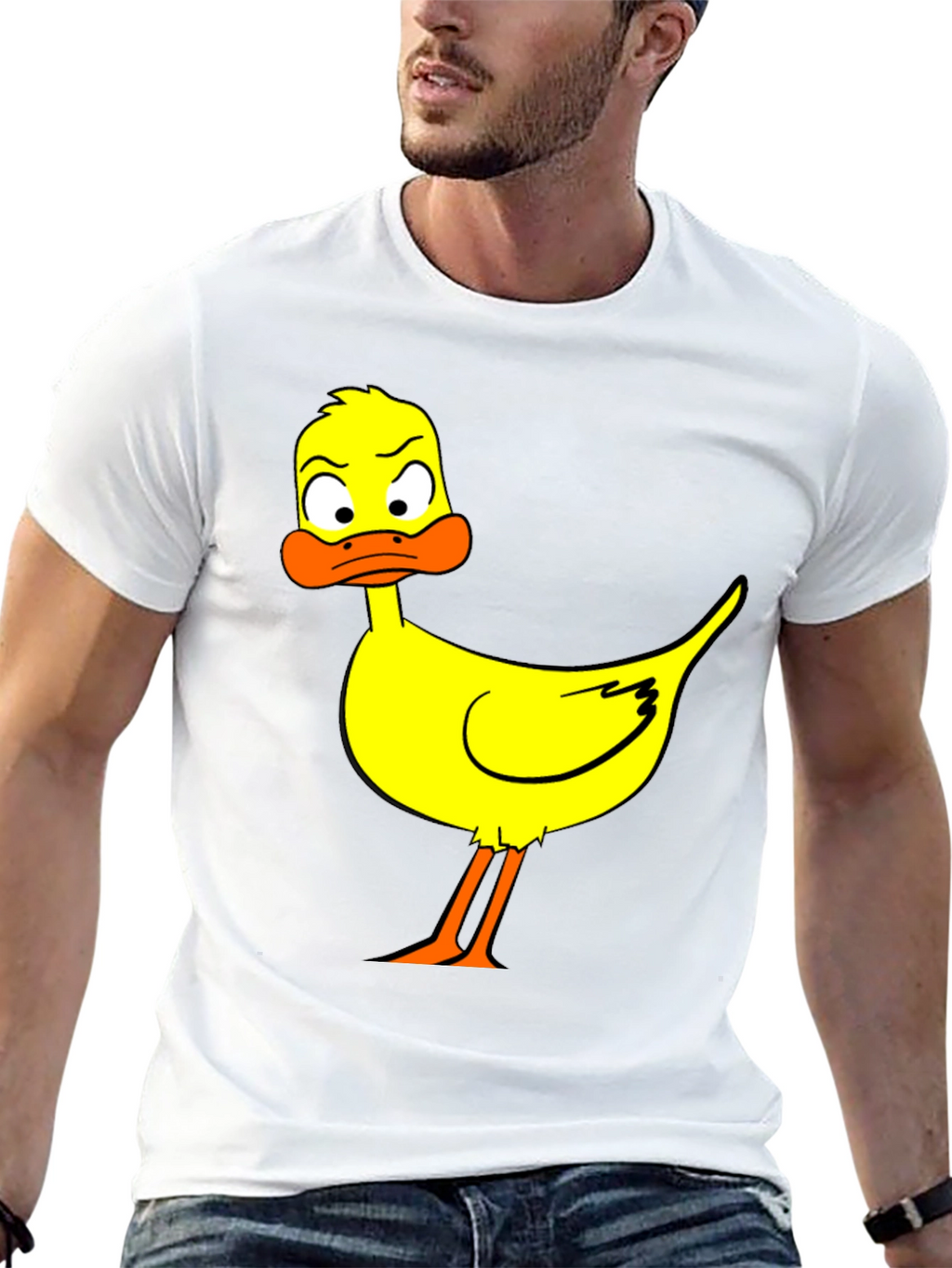 Cartoon Duck Graphic Black T-Shirt