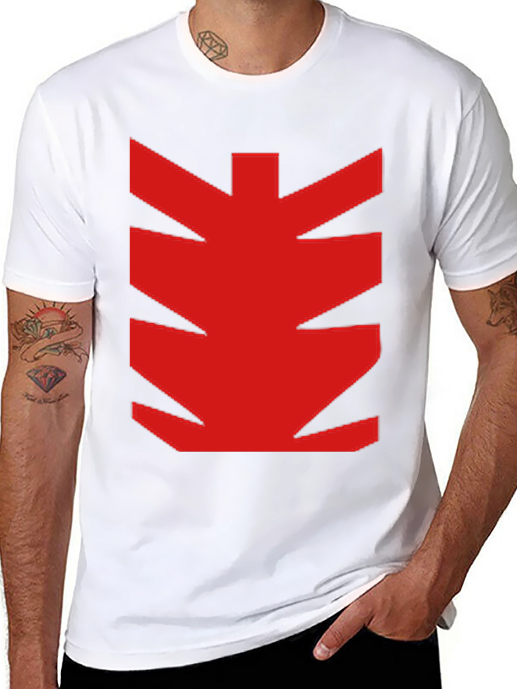 Bold Red Graphic Print Black T-Shirt