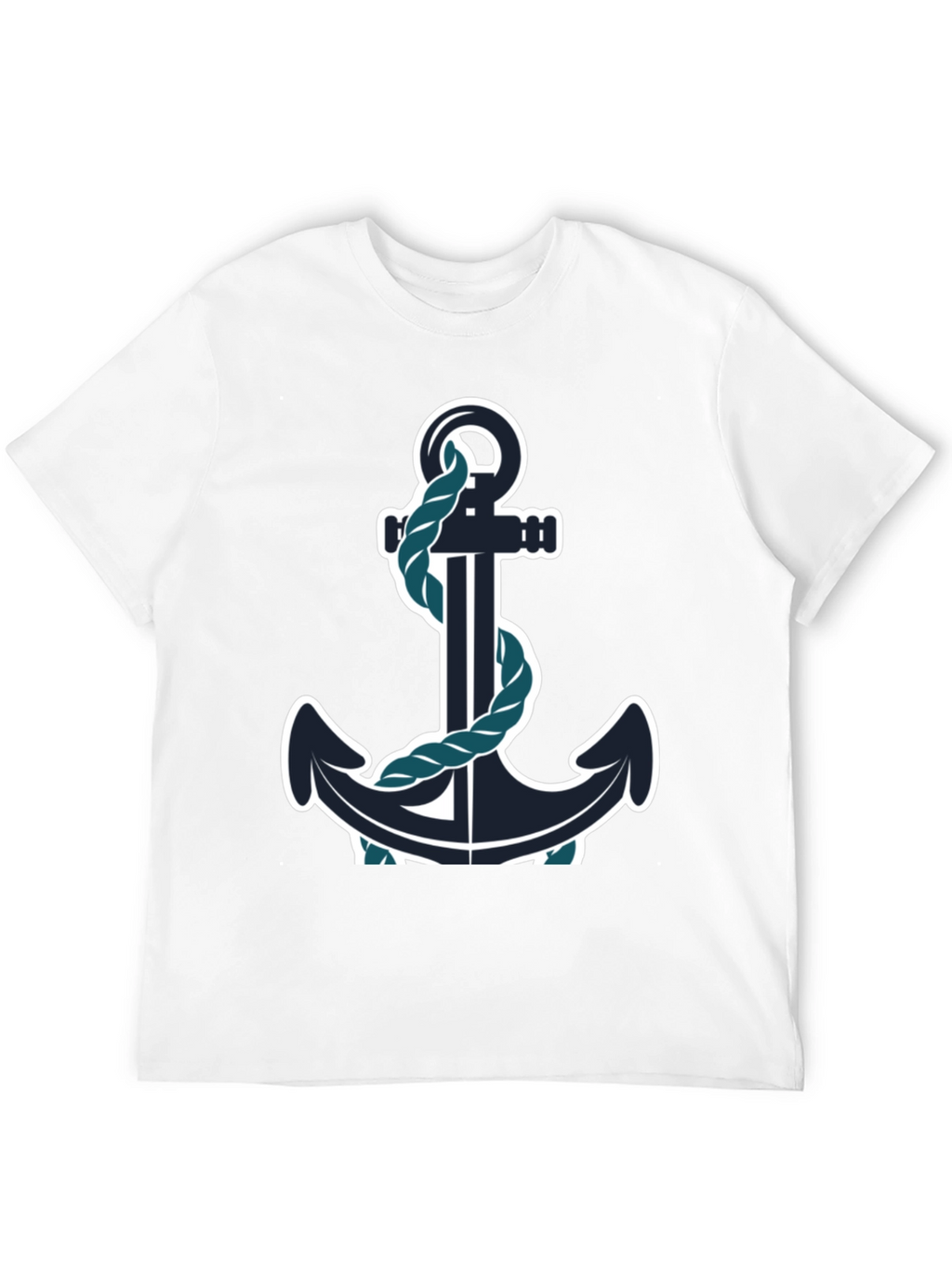 Nautical Anchor Graphic Tee - Black Cotton Blend