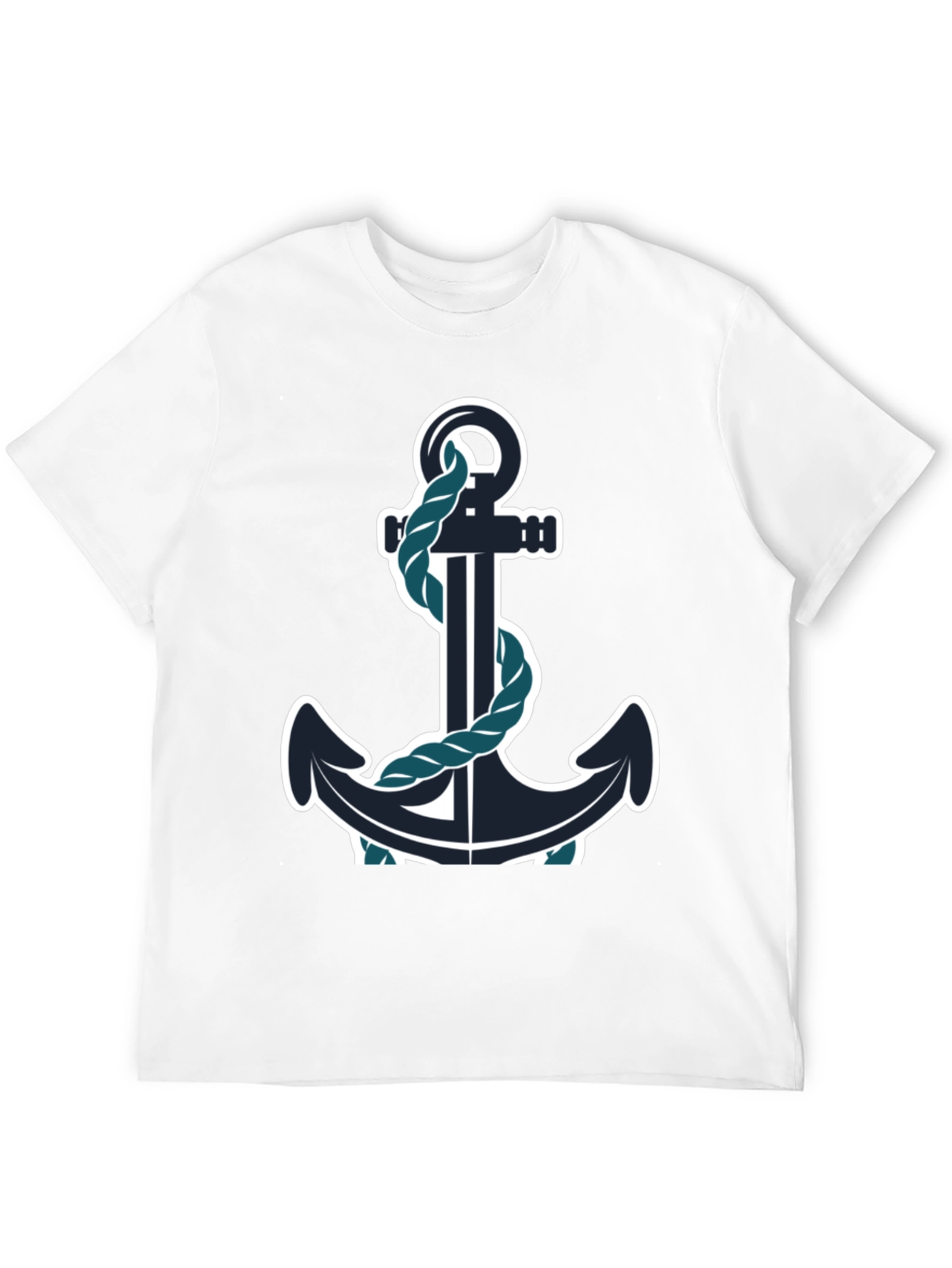 Nautical Anchor Graphic Tee - Black Cotton Blend