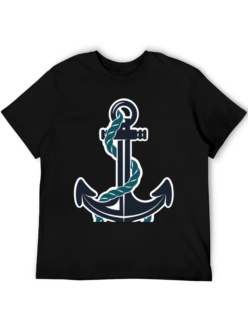 Nautical Anchor Graphic Tee - Black Cotton Blend