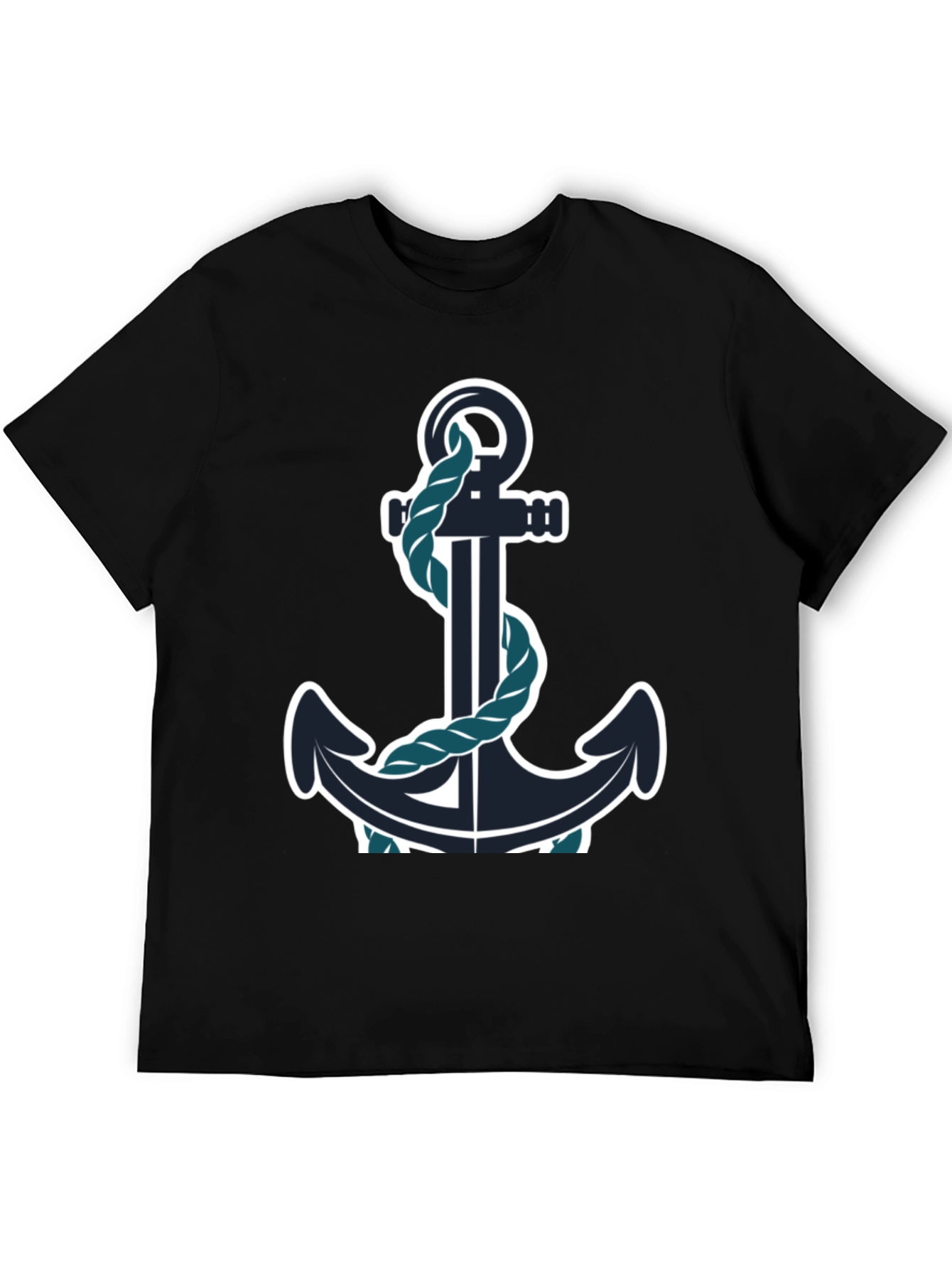 Nautical Anchor Graphic Tee - Black Cotton Blend