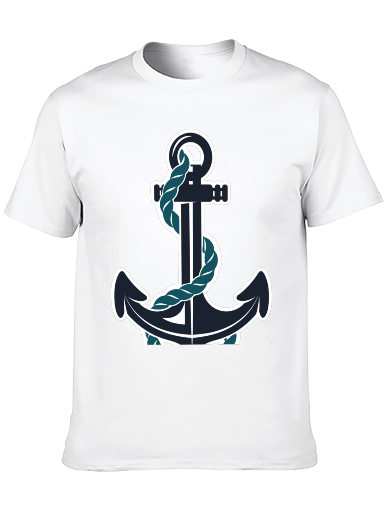 Nautical Anchor Graphic Tee - Black Cotton Blend