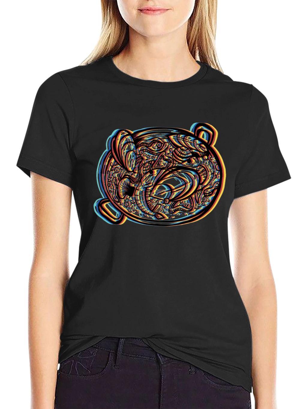 Psychedelic Bear Head Graphic Tee - Unique Design
