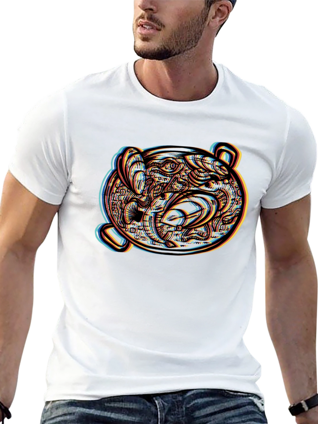 Psychedelic Bear Head Graphic Tee - Unique Design