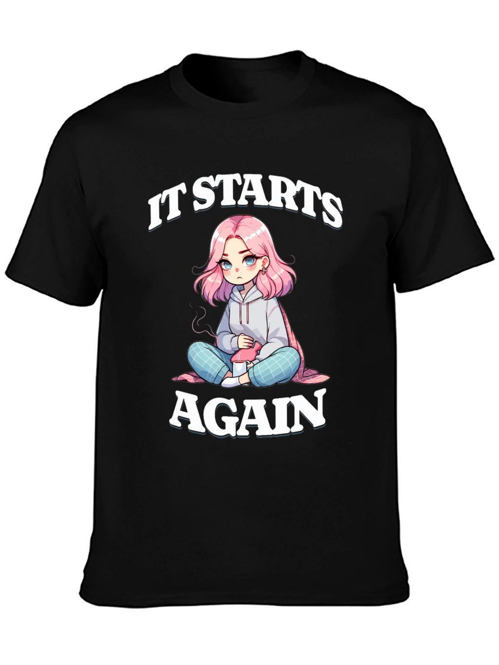 It Starts Again Graphic Tee - Anime Girl Print