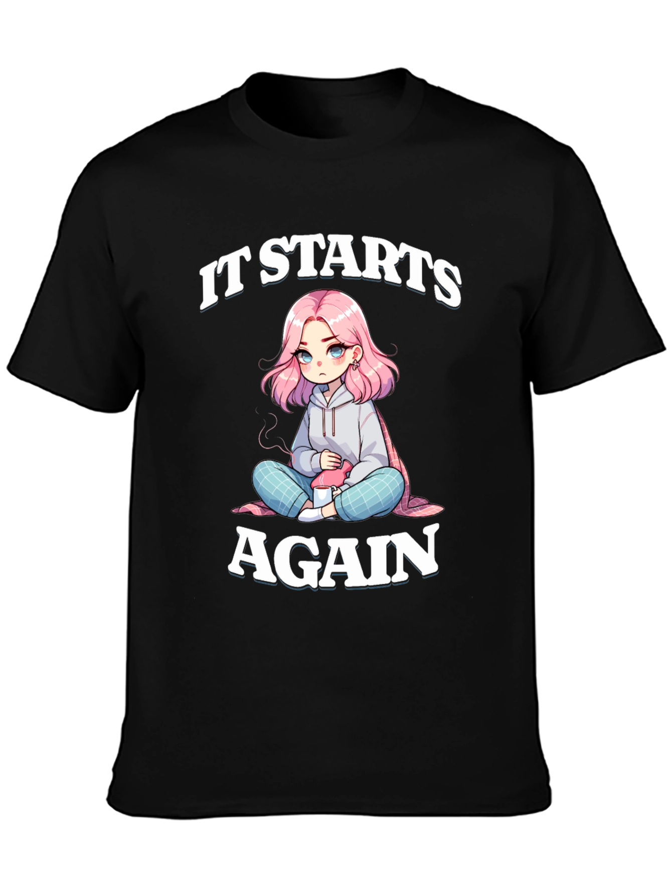 It Starts Again Graphic Tee - Anime Girl Print