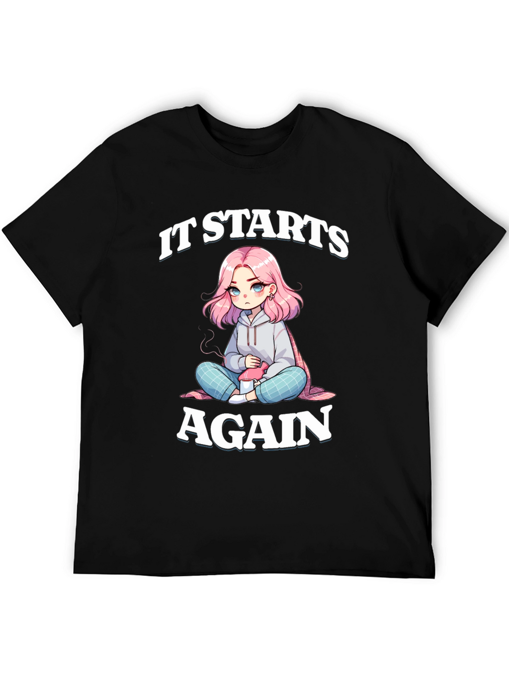 It Starts Again Graphic Tee - Anime Girl Print