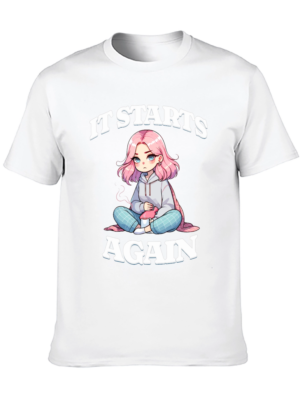 It Starts Again Graphic Tee - Anime Girl Print