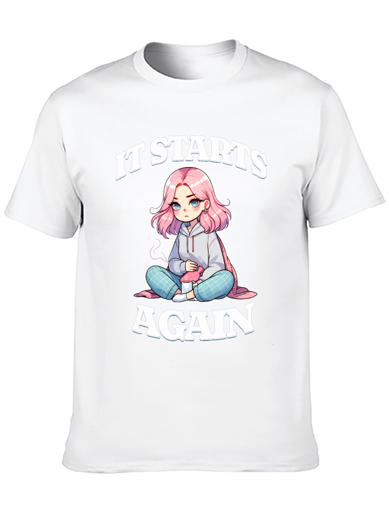 It Starts Again Graphic Tee - Anime Girl Print