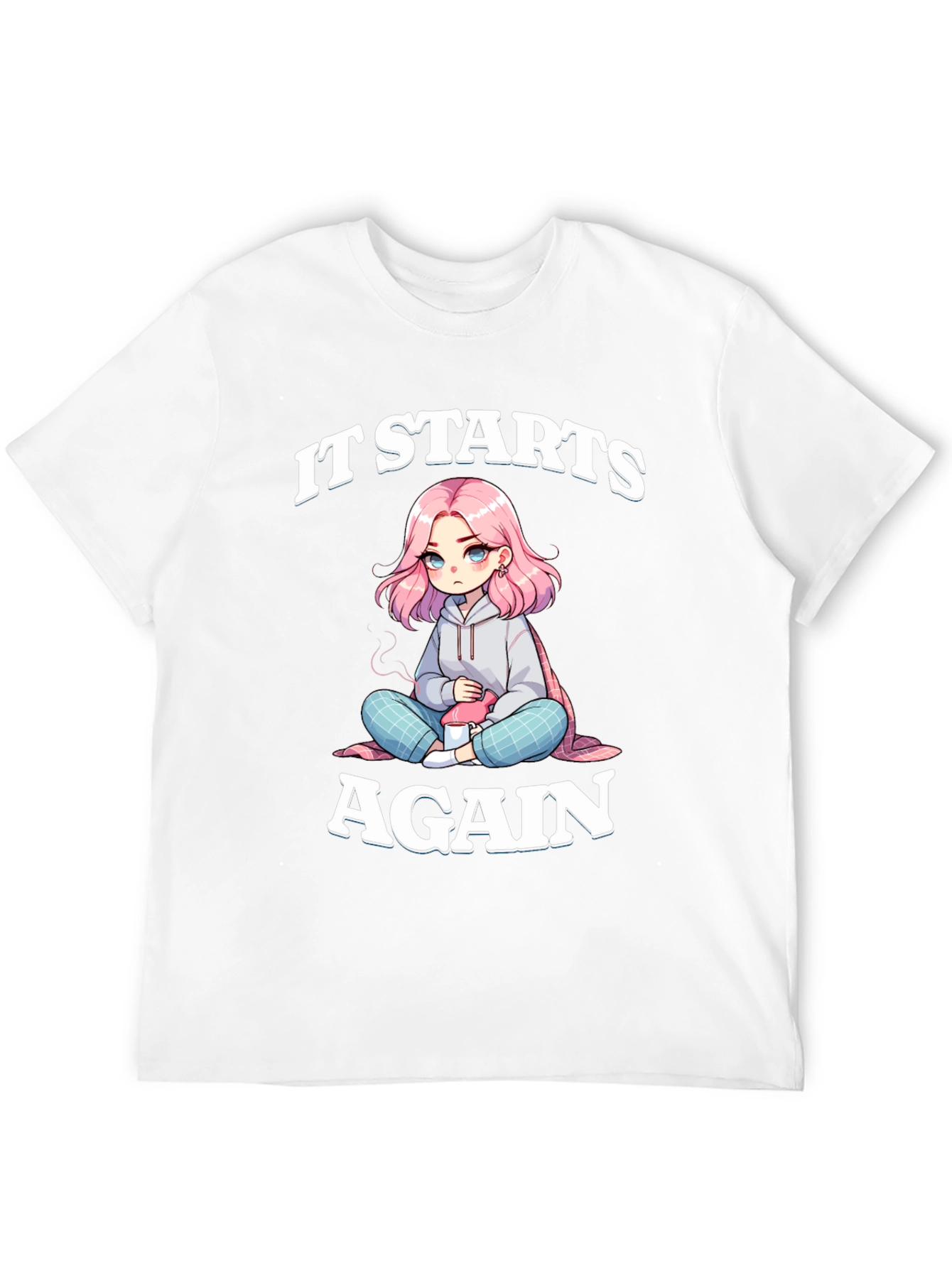 It Starts Again Graphic Tee - Anime Girl Print