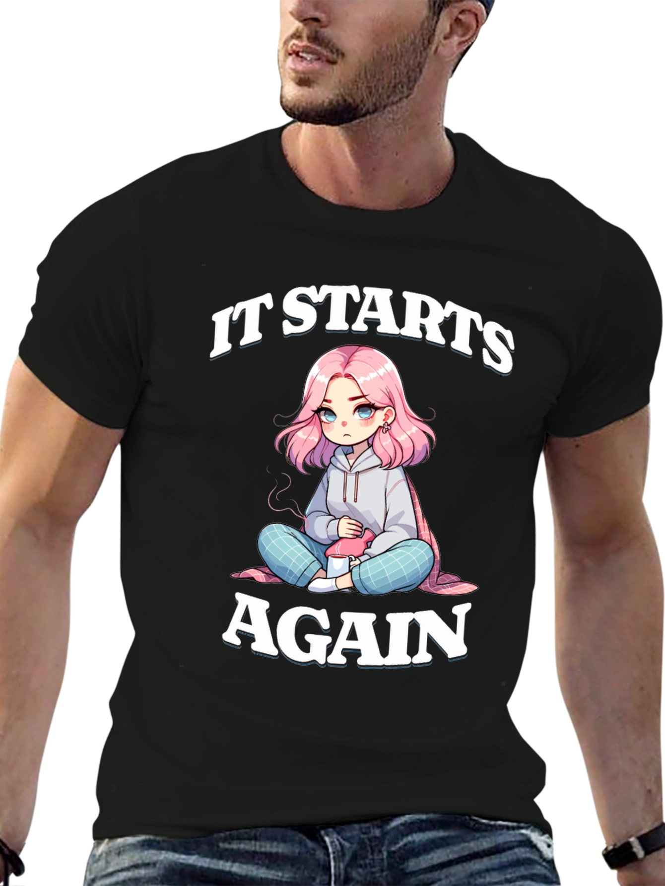 It Starts Again Graphic Tee - Anime Girl Print