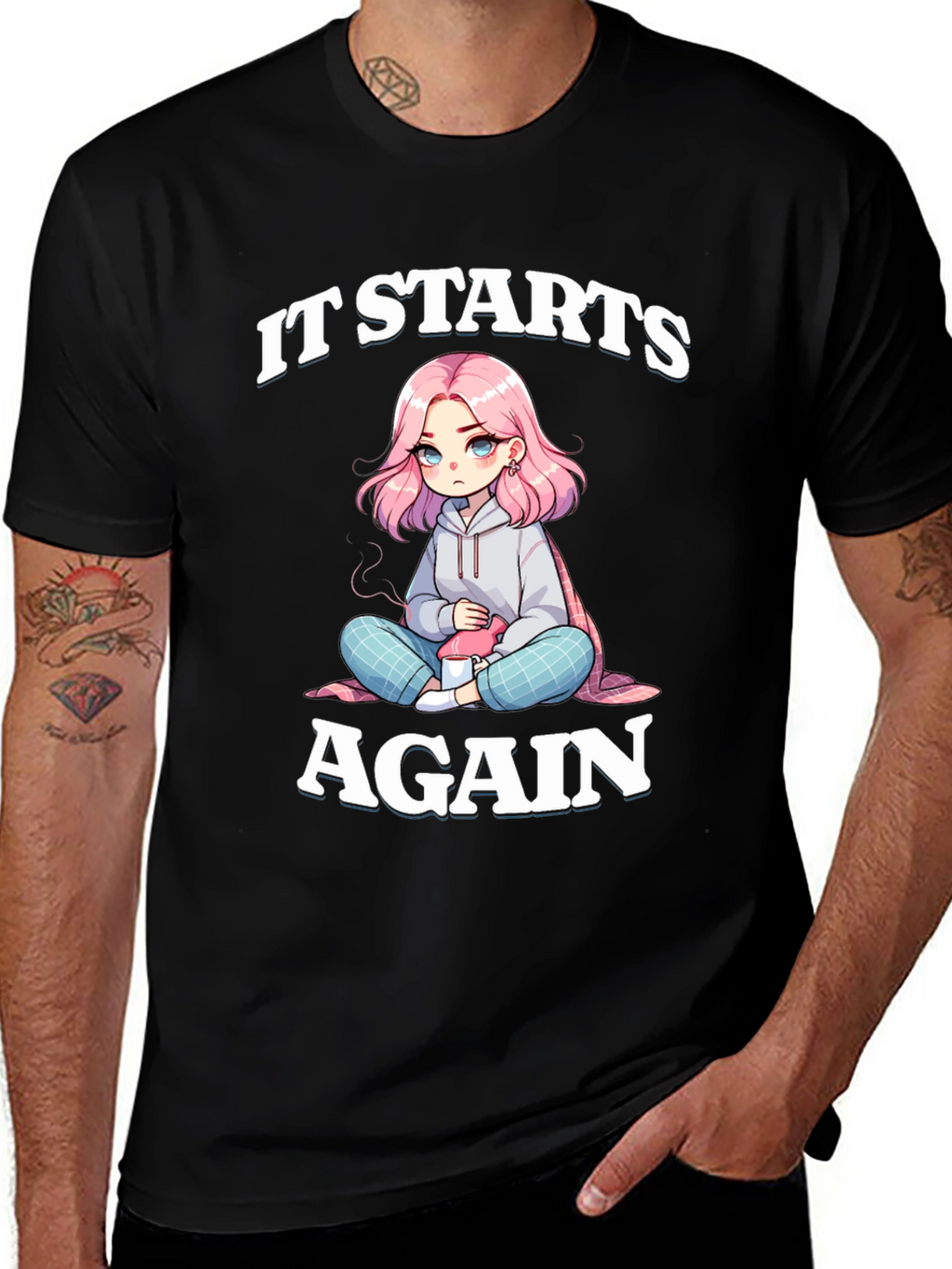 It Starts Again Graphic Tee - Anime Girl Print