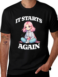 It Starts Again Graphic Tee - Anime Girl Print