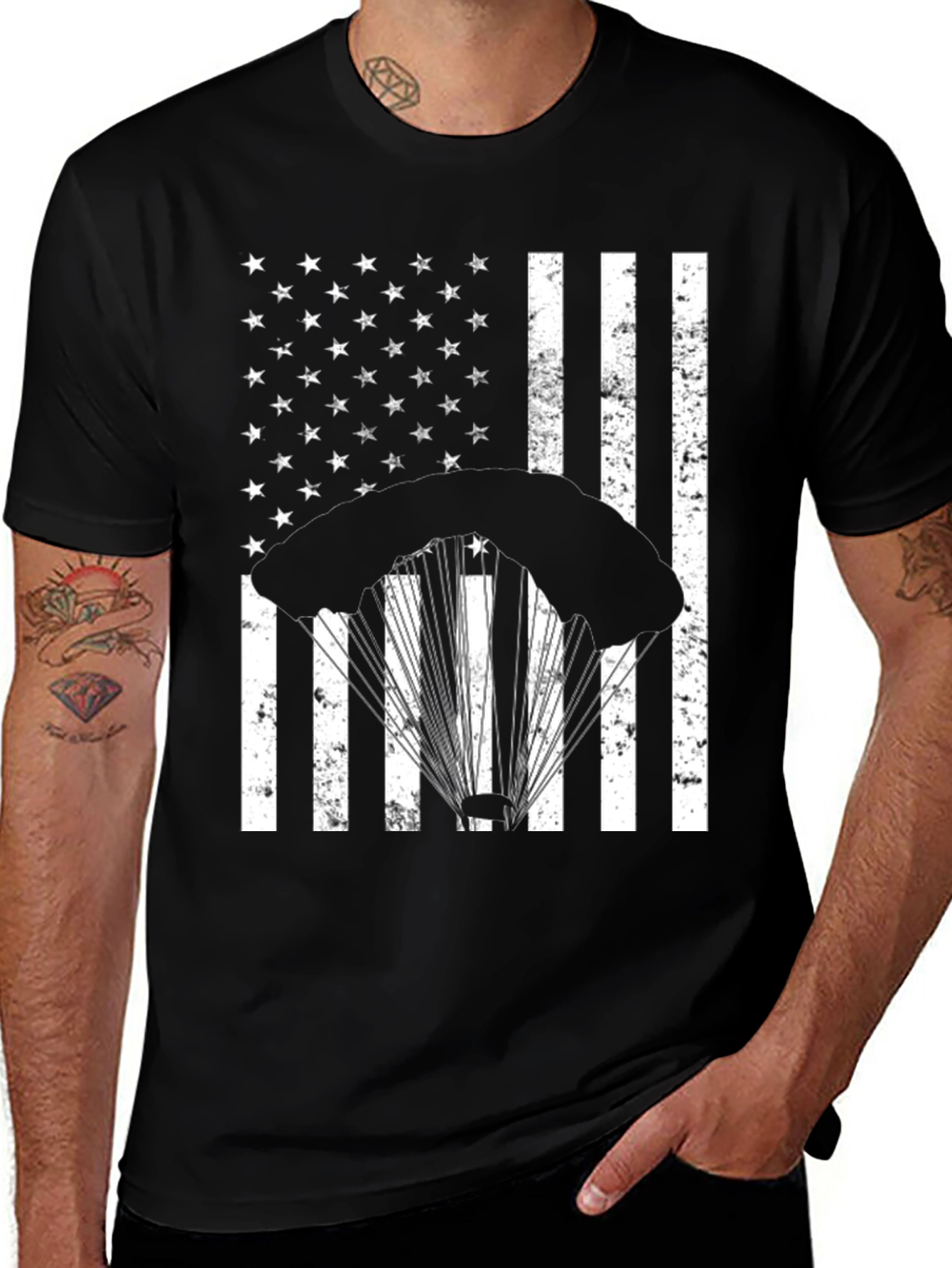 Parachute American Flag T-Shirt