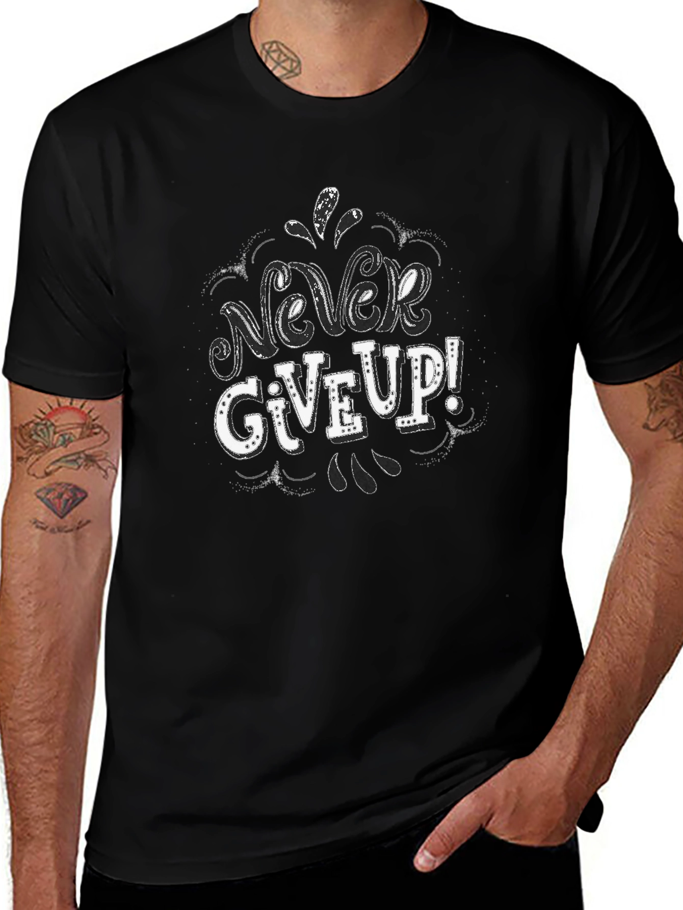 Never Give Up Graphic T-Shirt - Motivational Tee