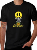 Good Vibe Skull Smiley Face T-Shirt - Black
