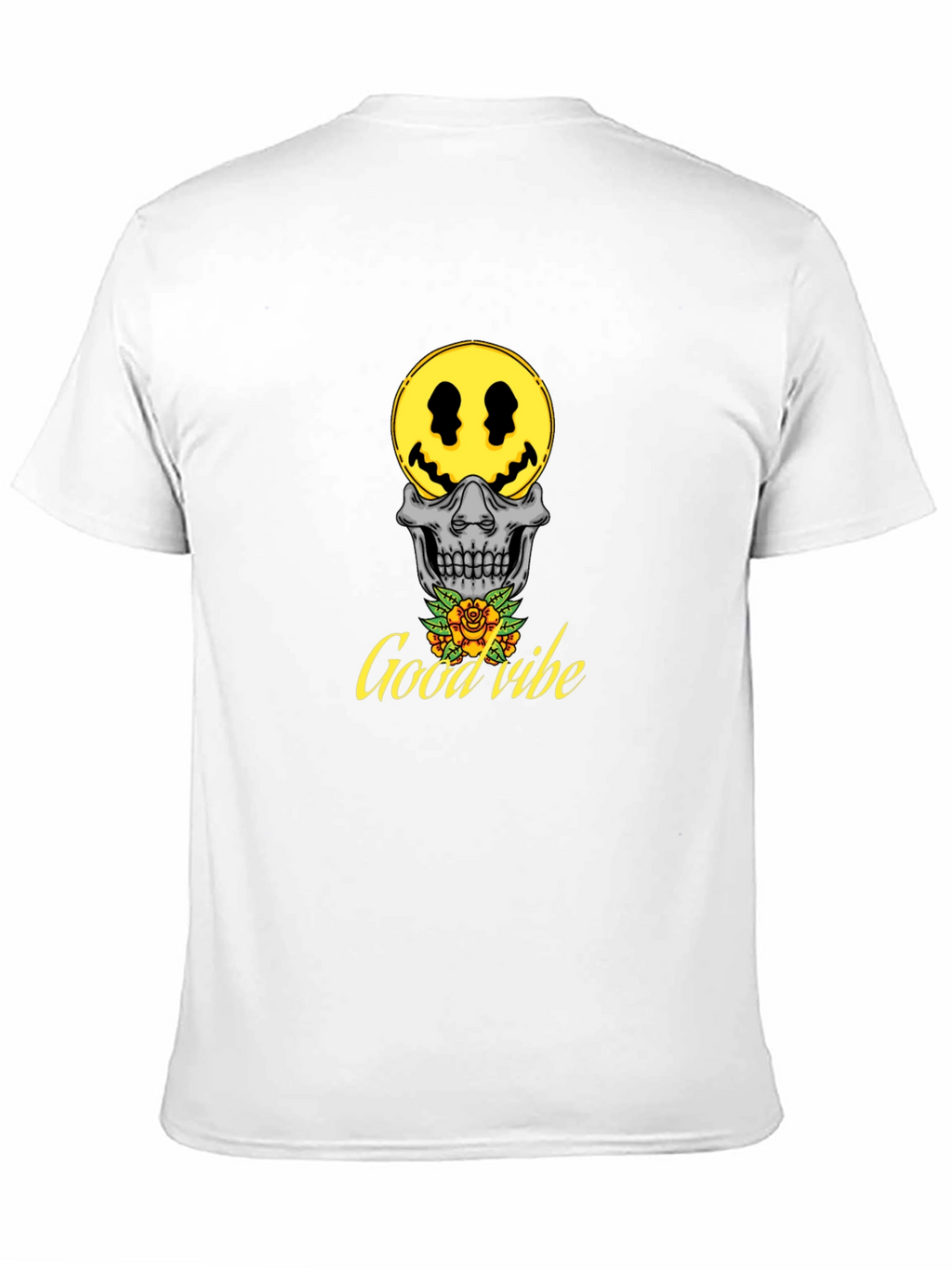 Good Vibe Skull Smiley Face T-Shirt - Black