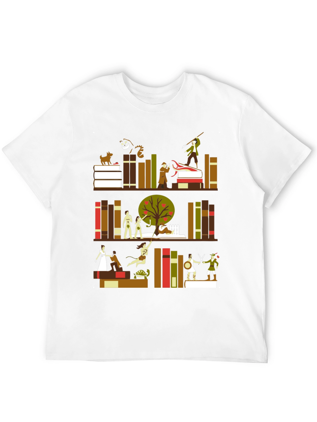 Literary Bookshelf Graphic Tee - Black