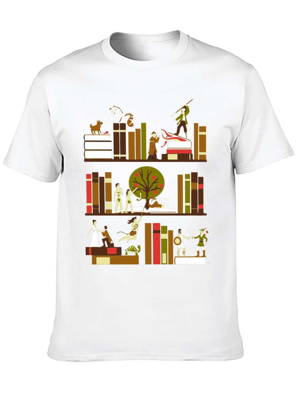 Literary Bookshelf Graphic Tee - Black