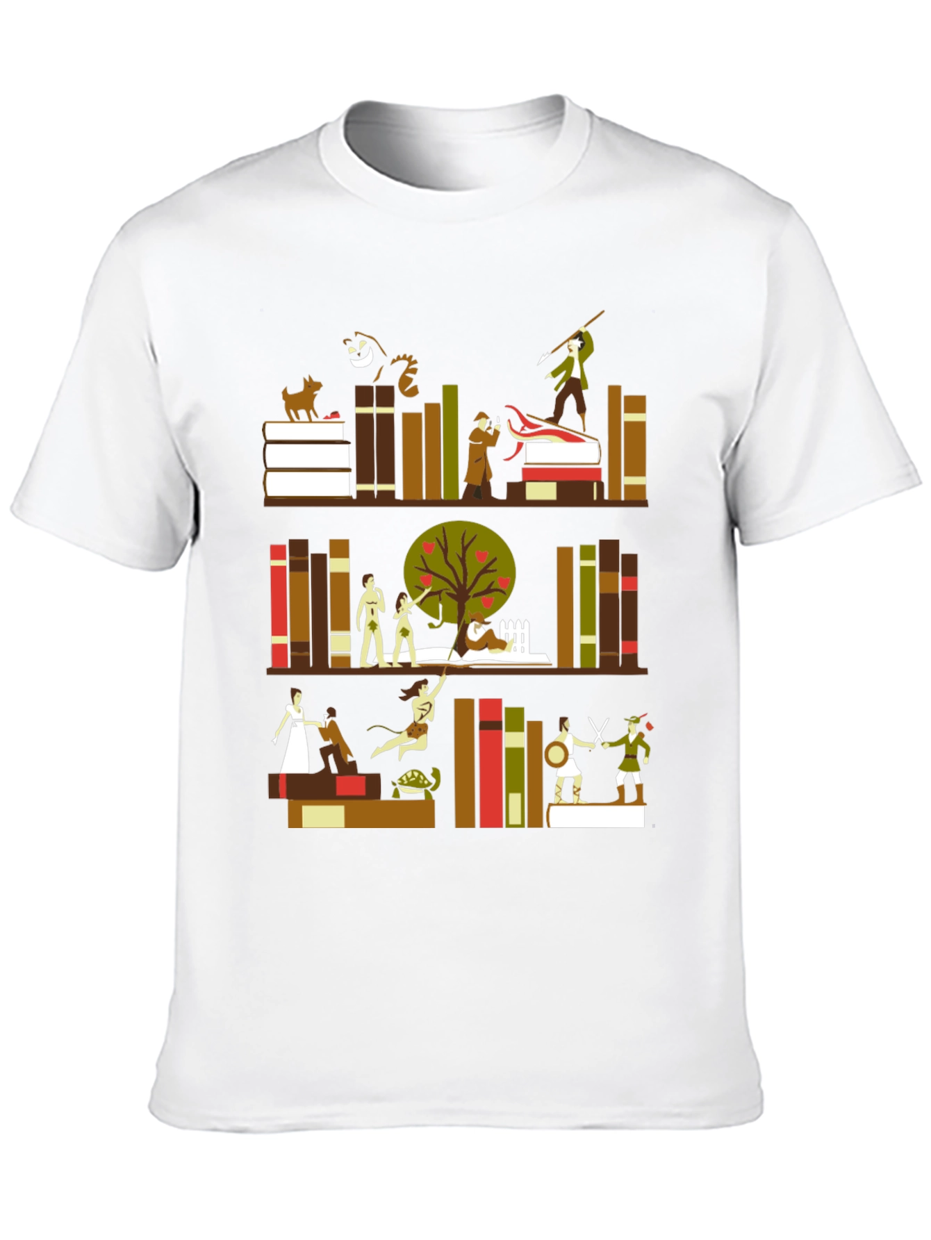 Literary Bookshelf Graphic Tee - Black