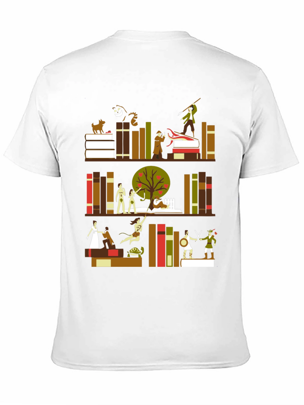Literary Bookshelf Graphic Tee - Black