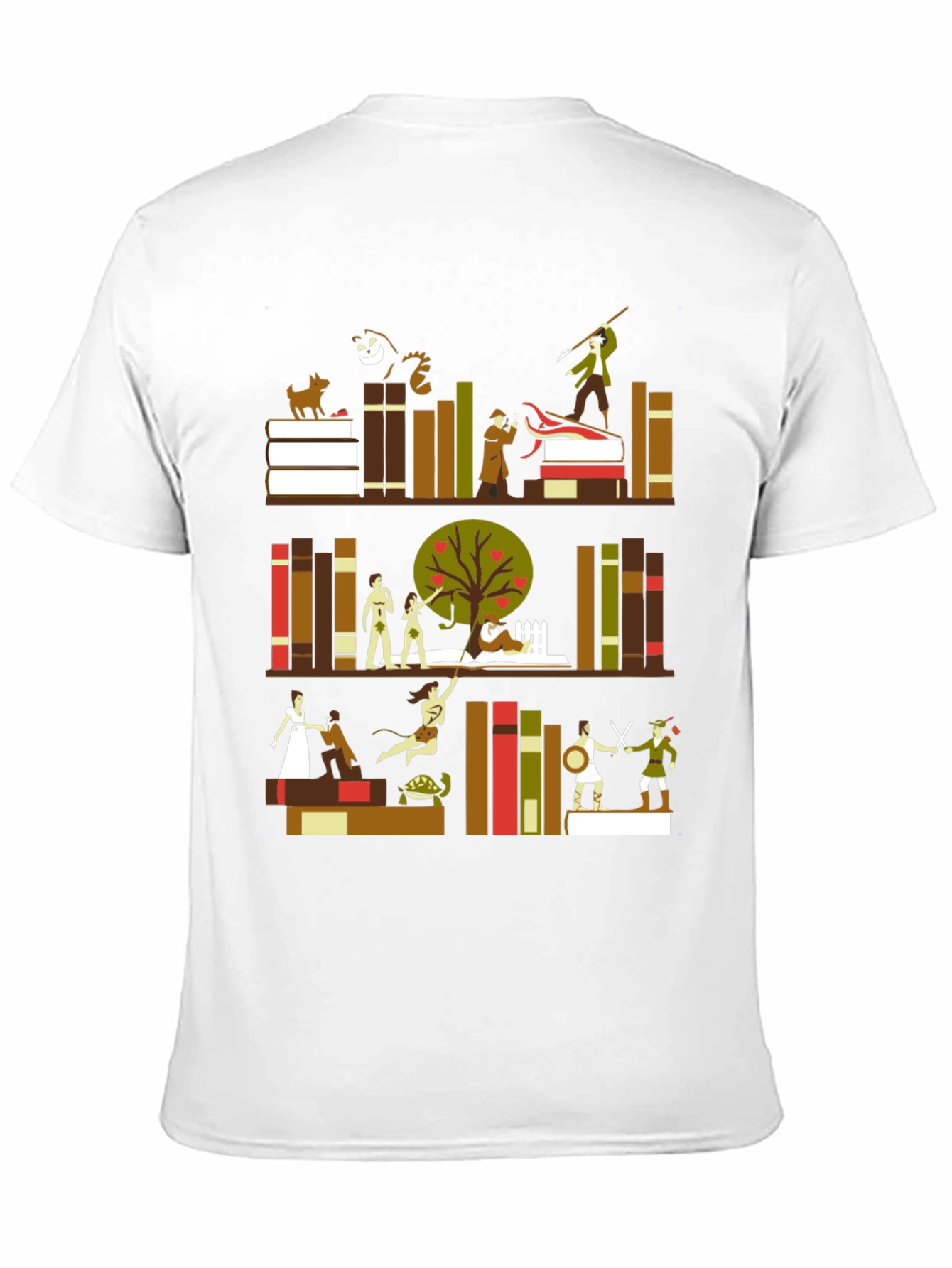 Literary Bookshelf Graphic Tee - Black