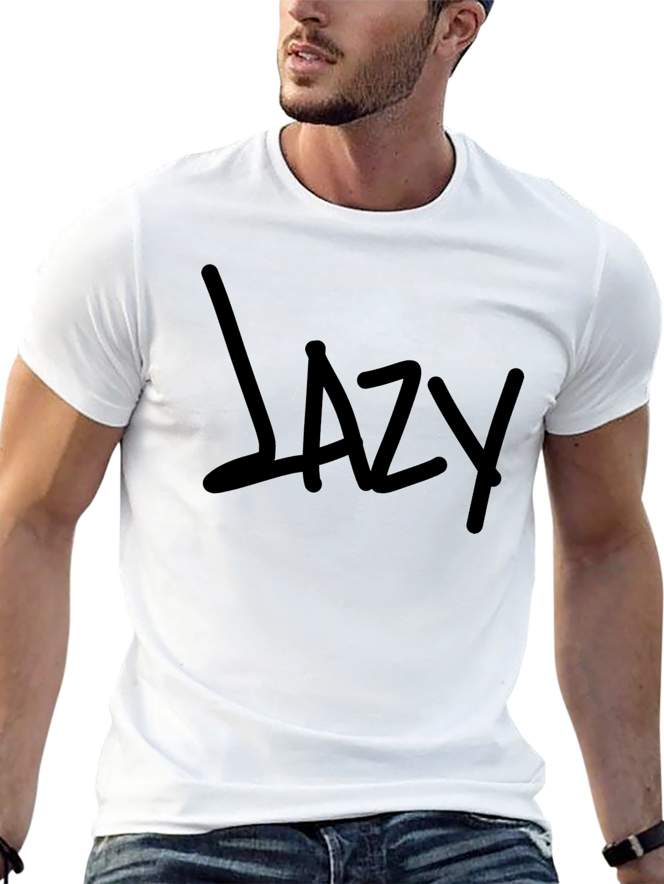 Lazy Graphic Print Mens Black T-Shirt