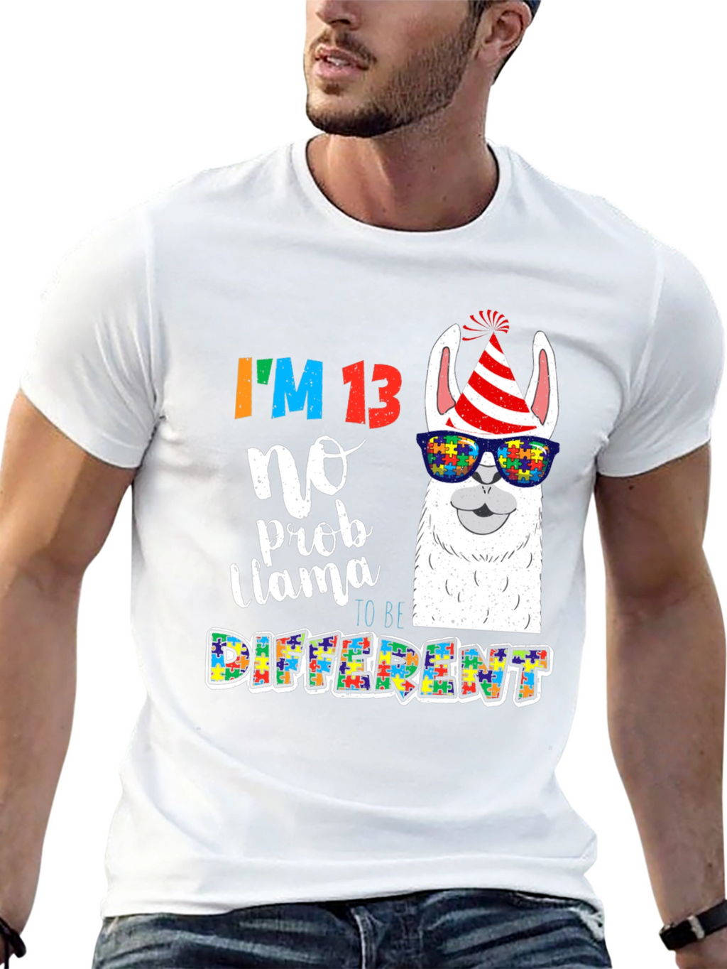 Im 13 No Prob Llama Autism Awareness T-Shirt