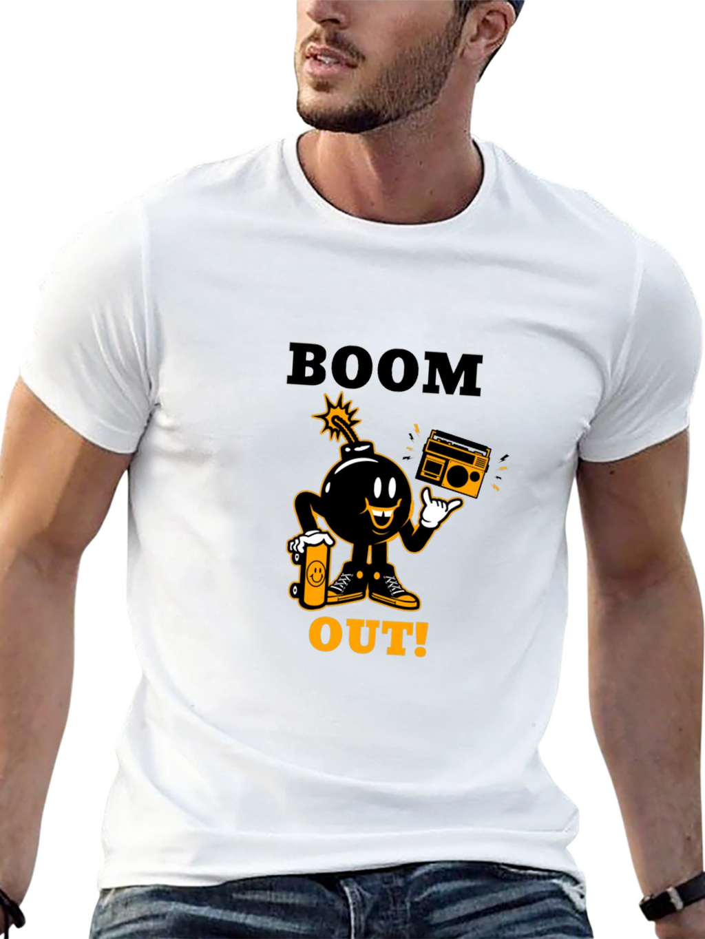 Boom Out! Graphic Print Black T-Shirt
