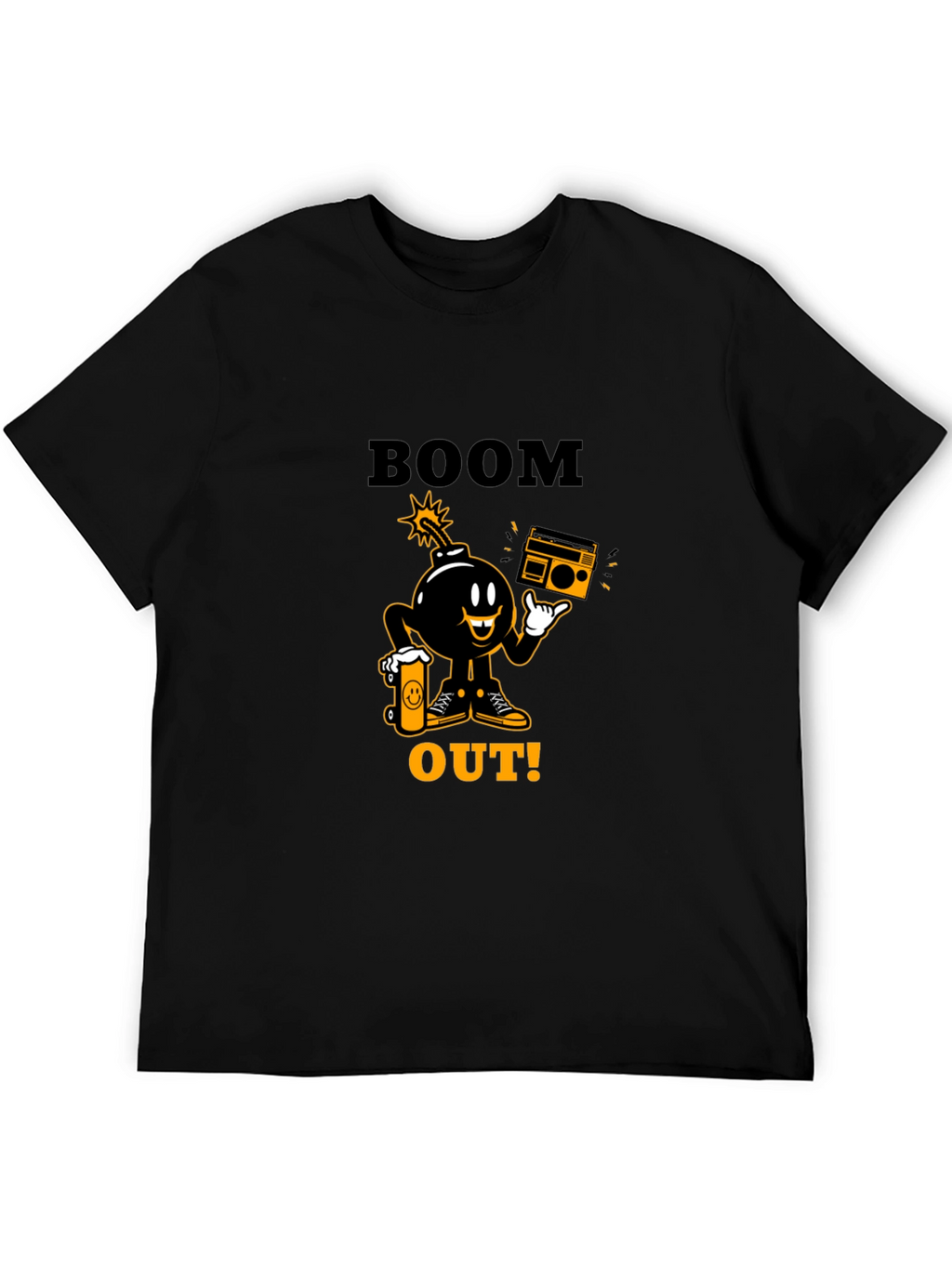 Boom Out! Graphic Print Black T-Shirt