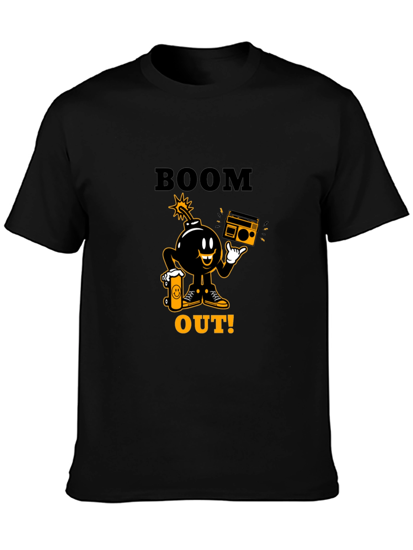 Boom Out! Graphic Print Black T-Shirt